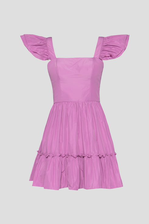 Square Neck Frill Detailed Mini Dress